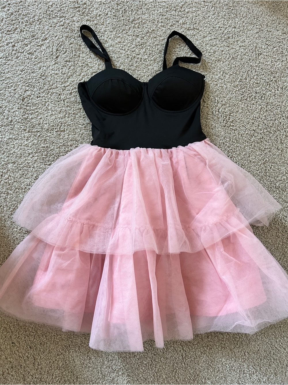 SHEIN Black Bodice Pink Tulle Mini Dress - Picture 3 of 6